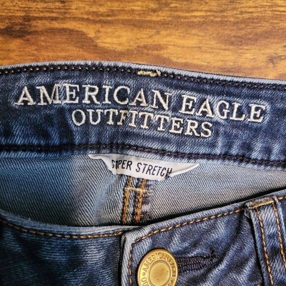 American Eagle Jeans 8 XL Super Stretch Jegging Low Rise Medium Dark Wash Denim - Picture 4 of 11